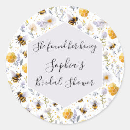 Bridal Shower She's Found Her Honey Bees Floral Runder Aufkleber