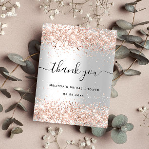 Bridal Shower silver rose budget thank you card