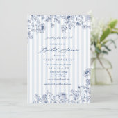 Bridal Shower Something Blue Party Invitation Einladung (Stehend Vorderseite)