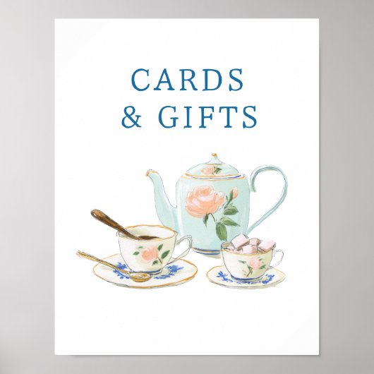 Bridal Shower Tea Party Cards & Gifts Sign Poster (Vorne)