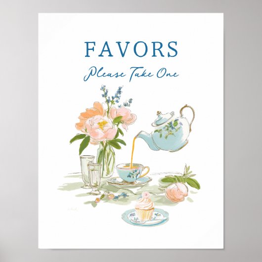 Bridal Shower Tea Party Favors Sign Poster (Vorne)