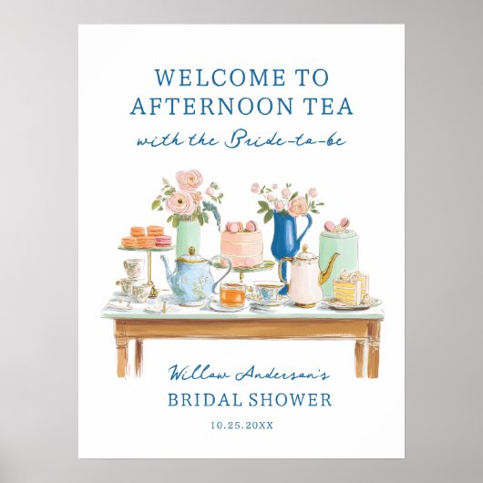 Bridal Shower Tea Party Welcome Poster (Vorne)