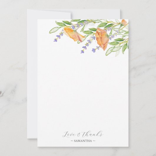 Bridal Shower Thank You Cards Botanical Florals Dankeskarte (Vorderseite)