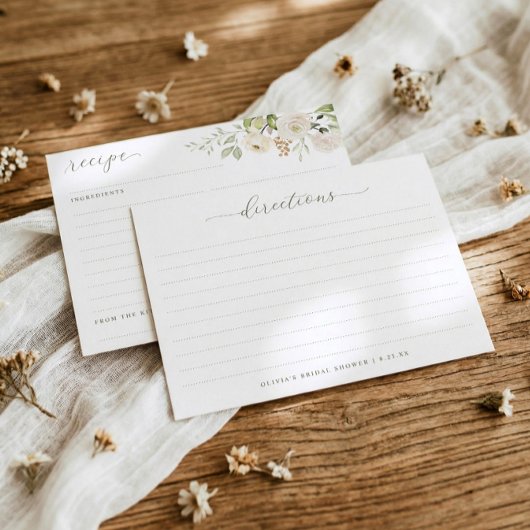 Bridal Shower Watercolor Floral Greenery Recipe Begleitkarte