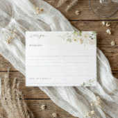 Bridal Shower Watercolor Floral Greenery Recipe Begleitkarte