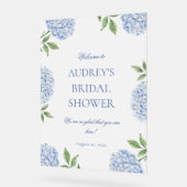 Bridal Shower Welcome Sign, Classic Blue Hydrangea Acrylschild (Winkel)