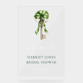 Bridal Shower Welcome Watercolor Gold Key & Clover Acrylschild (Vorderseite)