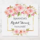 Bridal shower white rose gold florals elegant schaumweinetikett (Einzelnes Label)