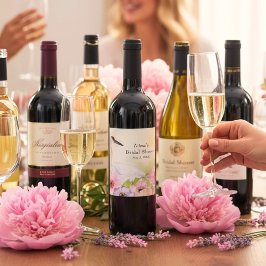 Bridal Shower Whooping Crane Anemones  Weinetikett