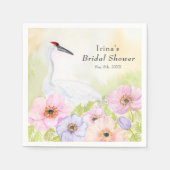 Bridal Shower Whooping Crane with Pastel Anemones  Serviette (Vorderseite)