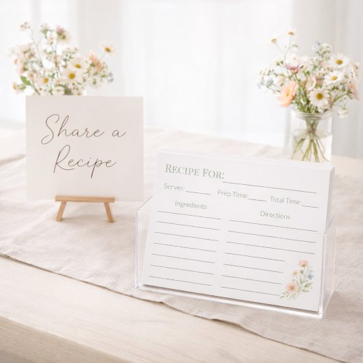Bridal Shower Wildflower Recipe Card