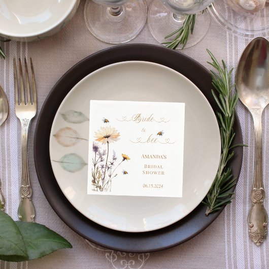 Bridal Shower wildflowers Bride to Bee Serviette