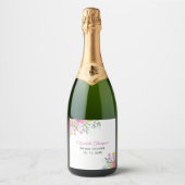 Bridal shower with wildflowers Pink Color Schaumweinetikett (Vorderseite)