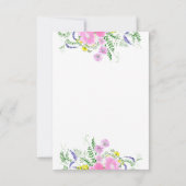 Bridal shower with wildflowers Pink Colors Dankeskarte (Rückseite)