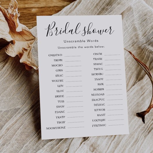 Bridal Shower Word Scramble Game | Wedding Shower Einladung