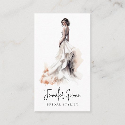 Bridal Stylist Wedding Dress Boutique Makeup Hair Visitenkarte (Vorderseite)
