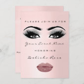 Bridal Sweet 16. 15. Kiss LIPS Rose Pink Einladung (Vorne/Hinten)