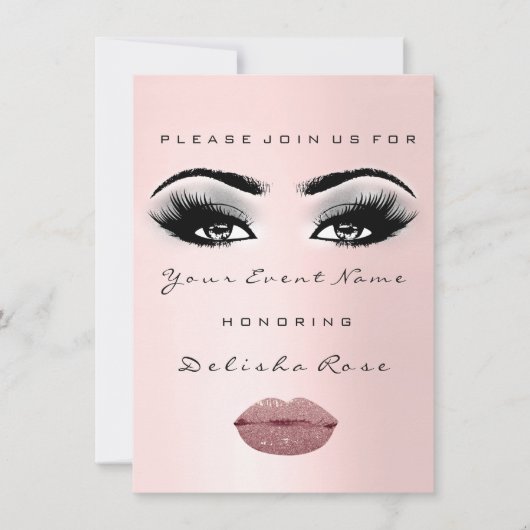 Bridal Sweet 16. 15. Kiss LIPS Rose Pink Einladung (Vorderseite)