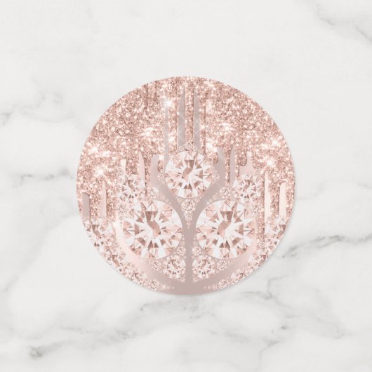 Bridal Sweet 16. Pink Spark Glitzer Diamond Rose Konfetti (Klein Vorderseite)