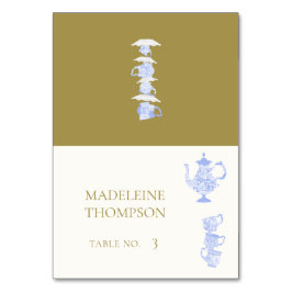 Bridal Tea Blue China Set White Lace Platzkarte Tischnummer