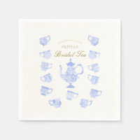 Bridal Tea Blue China White Lace Script Dusche
