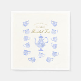 Bridal Tea Blue China White Lace Script Dusche Serviette