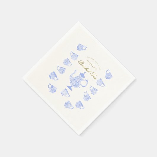 Bridal Tea Blue China White Lace Script Dusche Serviette (Ecke)