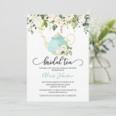 Bridal Tea Bridal Dusche Einladung - Blau (Stehend Vorderseite)