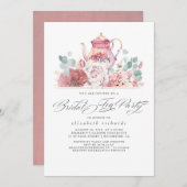 Bridal Tea Dusty Pink Blume Brautparty Einladung (Vorne/Hinten)