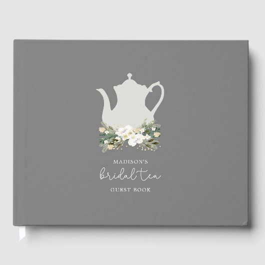 Bridal Tea Grau Blume Gästebuch (Vorderseite)
