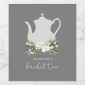 Bridal Tea Grau Blume Weinetikett (Einzelnes Label)