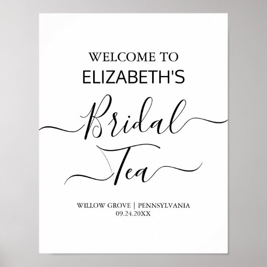 Bridal Tea Party Begrüßung Zeichen - Kalligrafie Poster (Vorne)