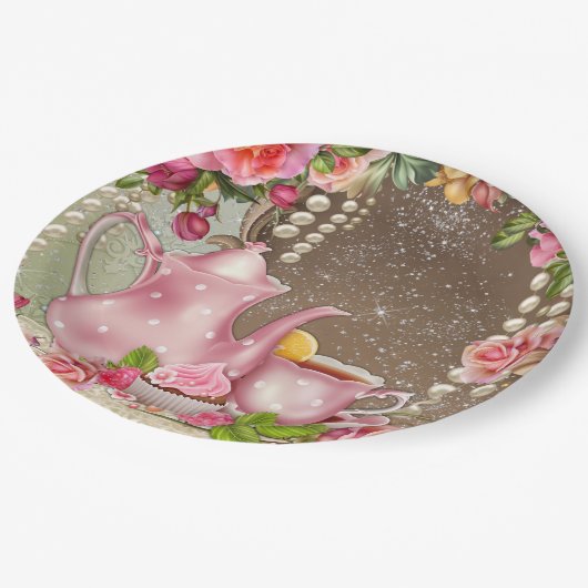 Bridal Tea Party Brautparty Pappteller (Schrägansicht)