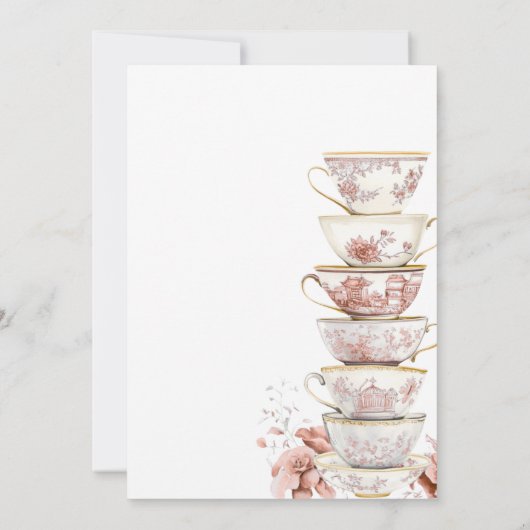 Bridal Tea Party Chinoiserie Pink Bridal Shower In Einladung (Rückseite)