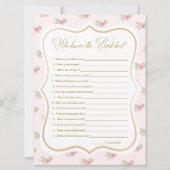 Bridal Tea Party, das Bride Best Game Card kennt Einladung (Vorderseite)