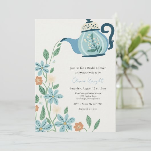 Bridal Tea Party Dusche Einladung (Stehend Vorderseite)