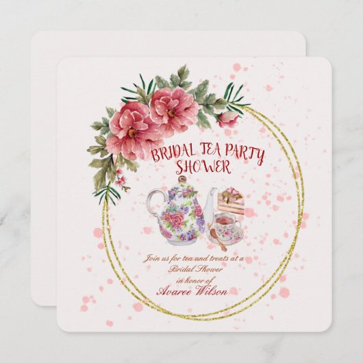 Bridal Tea Party Dusche Einladung (Vorne/Hinten)