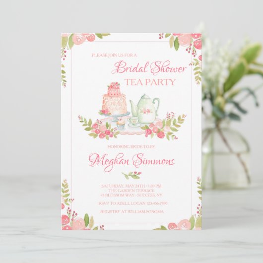 Bridal Tea Party Einladung (Stehend Vorderseite)