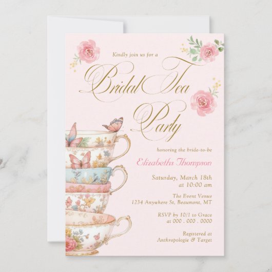 Bridal Tea Party Einladung (Vorderseite)