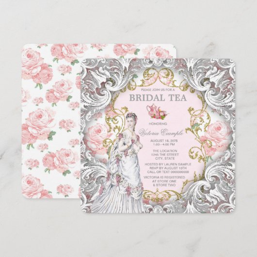 Bridal Tea Party Einladung (Vorne/Hinten)