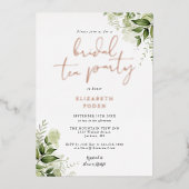 Bridal Tea Party Elegantes Script Greenery Monogra Folieneinladung (Vorderseite)