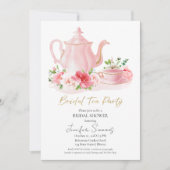 Bridal Tea Party | Gilded Floral Brautparty Einladung (Vorderseite)