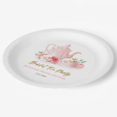 Bridal Tea Party | Gilded Pink Brautparty Pappteller (Schrägansicht)