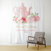 Bridal Tea Party | Hintergrund für rosa Brautparty Wandteppich (Beispiel)