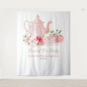 Bridal Tea Party | Hintergrund für rosa Brautparty Wandteppich (Vorderseite)