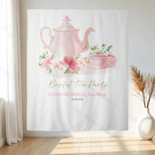 Bridal Tea Party   Hintergrund für rosa Brautparty Wandteppich