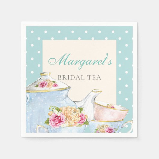 Bridal Tea Party Personalisiert Polka dot Serviette (Vorderseite)