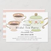 Bridal Tea Party Tea Pot VIrtual Brautparty Einladung (Vorne/Hinten)