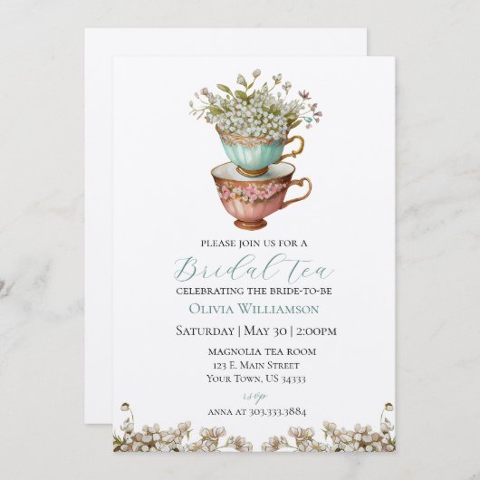 Bridal Tea Polterabend Einladung (Vorne/Hinten)