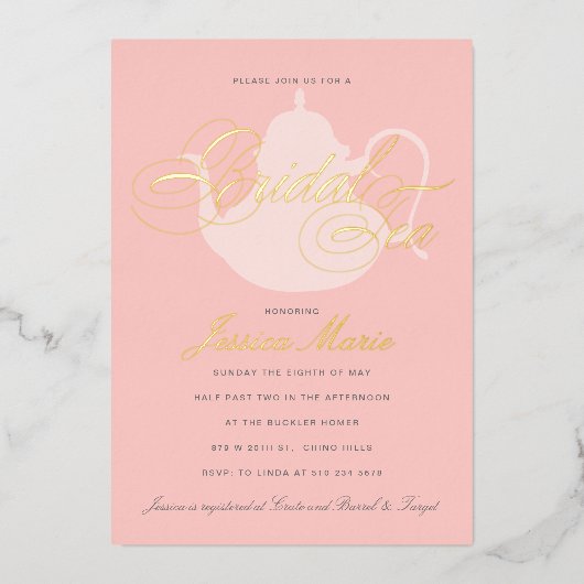 Bridal Tea Silver Tea Ein perfektes Wochenende in Folieneinladung (Vorderseite)